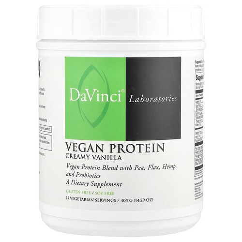 <img alt="DaVinci Laboratories, Vegan Protein, Creamy Vanilla, 14.29 oz (405 g)" title="DaVinci Laboratories, Vegan Protein, Creamy Vanilla, 14.29 oz (405 g),026664013064"
