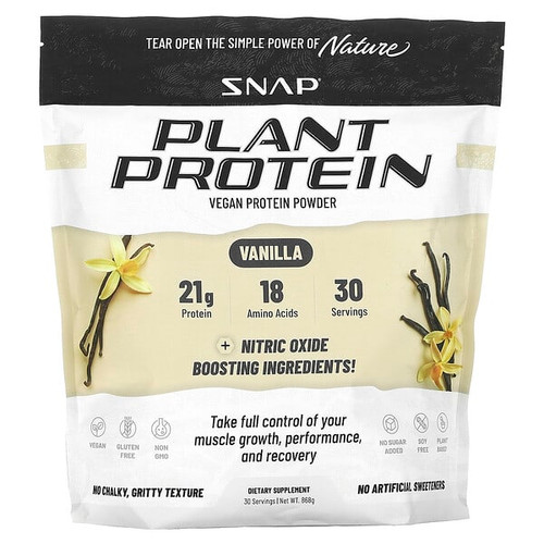 <img alt="Snap Supplements, Plant Protein with Nitric Oxide Booster, Vanilla, 868 g" title="Snap Supplements, Plant Protein with Nitric Oxide Booster, Vanilla, 868 g,850039253454"