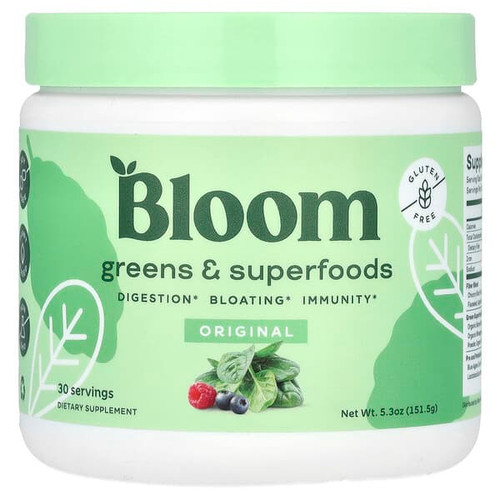 <img alt="Bloom, Greens & Superfoods, Original , 5.3 oz (151.5 g)" title="Bloom, Greens & Superfoods, Original , 5.3 oz (151.5 g),650971982531"