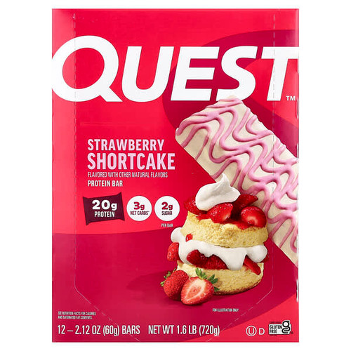 <img alt="Quest Nutrition, Protein Bar, Strawberry Shortcake, 12 Bars, 2.12 oz (60 g) Each" title="Quest Nutrition, Protein Bar, Strawberry Shortcake, 12 Bars, 2.12 oz (60 g) Each,888849015672"