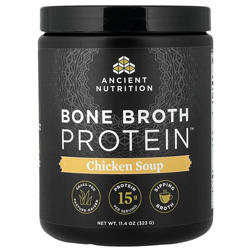 <img alt="Ancient Nutrition, Bone Broth Protein, Chicken Soup, 11.4 oz (323 g)" title="Ancient Nutrition, Bone Broth Protein, Chicken Soup, 11.4 oz (323 g),816401026255"