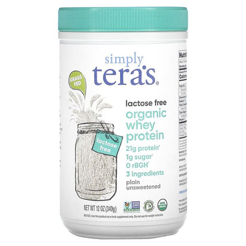 <img alt="Simply Teras, Organic Whey Protein, Lactose Free, Plain Unsweetened, 12 oz (340 g)" title="Simply Teras, Organic Whey Protein, Lactose Free, Plain Unsweetened, 12 oz (340 g),851316006527"