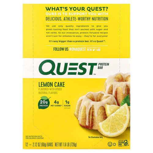 <img alt="Quest Nutrition, Protein Bar, Lemon Cake, 12 Bars, 2.12 oz (60 g) Each" title="Quest Nutrition, Protein Bar, Lemon Cake, 12 Bars, 2.12 oz (60 g) Each,888849011285"