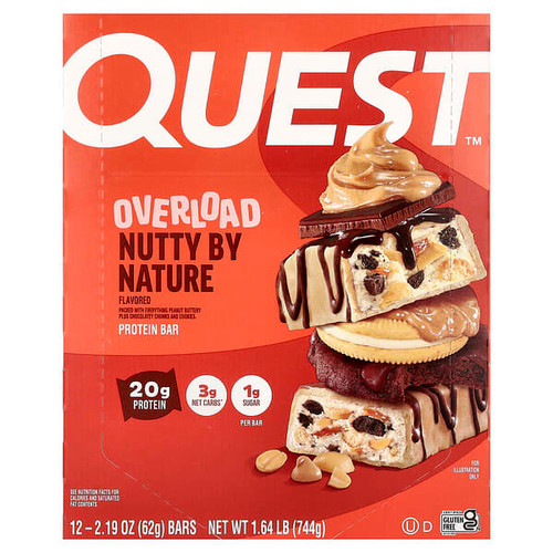 <img alt="Quest Nutrition, Overload Protein Bar, Nutty By Nature, 12 Bars, 2.19 oz (62 g) Each" title="Quest Nutrition, Overload Protein Bar, Nutty By Nature, 12 Bars, 2.19 oz (62 g) Each,888849018208"