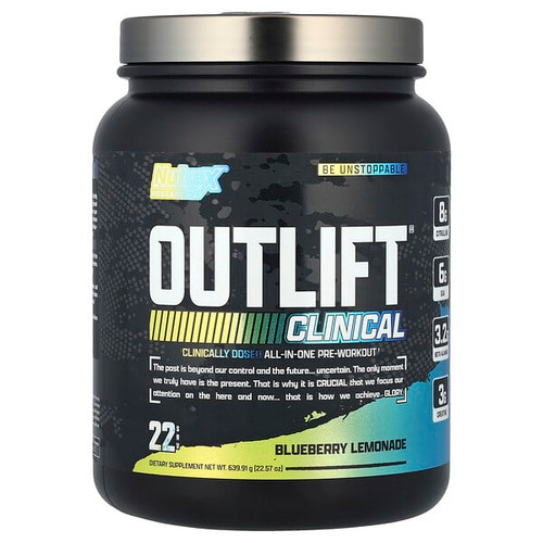<img alt="Nutrex Research, Outlift Clinical, Blueberry Lemonade, 22.57 oz (639.91 g)" title="Nutrex Research, Outlift Clinical, Blueberry Lemonade, 22.57 oz (639.91 g),850046504938"