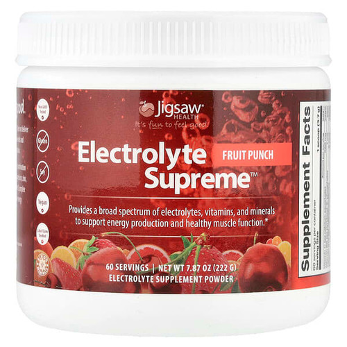 <img alt="Jigsaw Health, Electrolyte Supreme, Fruit Punch, 7.87 oz (222 g)" title="Jigsaw Health, Electrolyte Supreme, Fruit Punch, 7.87 oz (222 g),876634002075"