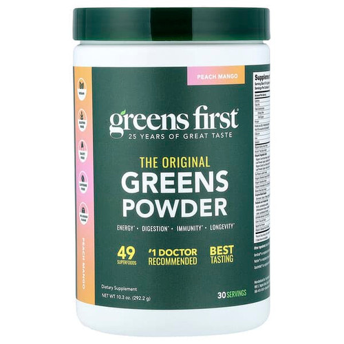 <img alt="Greens First, Greens Powder, Peach Mango, 10.3 oz (292.2 g)" title="Greens First, Greens Powder, Peach Mango, 10.3 oz (292.2 g),819354000242"
