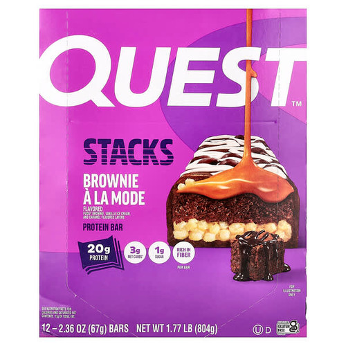 <img alt="Quest Nutrition, Stacks, Protein Bar, Brownie A La Mode, 12 Bars, 2.36 oz (67 g) Each" title="Quest Nutrition, Stacks, Protein Bar, Brownie A La Mode, 12 Bars, 2.36 oz (67 g) Each,888849018369"