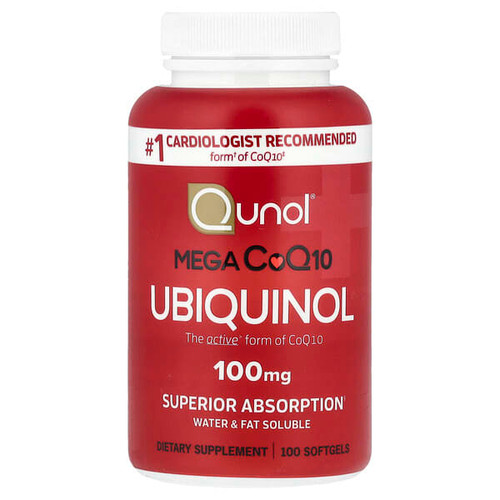 <img alt="Qunol, Mega CoQ10 Ubiquinol, 100 mg, 100 Softgels" title="Qunol, Mega CoQ10 Ubiquinol, 100 mg, 100 Softgels,898440001066"