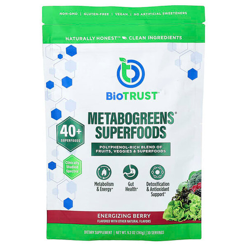 <img alt="BioTRUST, Metabogreens Superfoods, Energizing Berry, 9.2 oz (261 g)" title="BioTRUST, Metabogreens Superfoods, Energizing Berry, 9.2 oz (261 g),812996020364"