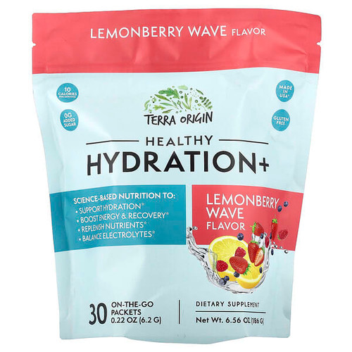 <img alt="Terra Origin, Healthy Hydration+, Lemonberry Wave, 30 On-The-Go Packets, 0.22 oz (6.2 g) Each" title="Terra Origin, Healthy Hydration+, Lemonberry Wave, 30 On-The-Go Packets, 0.22 oz (6.2 g) Each,860013225322"