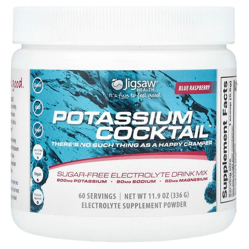 <img alt="Jigsaw Health, Potassium Cocktail, Sugar-Free Electrolyte Drink Mix, Blue Raspberry, 11.9 oz (336 g)" title="Jigsaw Health, Potassium Cocktail, Sugar-Free Electrolyte Drink Mix, Blue Raspberry, 11.9 oz (336 g),876634002143"