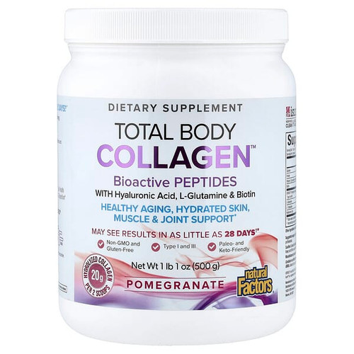 <img alt="Natural Factors, Total Body Collagen, Bioactive Peptides, Pomegranate, 1 lb 1 oz (500 g)" title="Natural Factors, Total Body Collagen, Bioactive Peptides, Pomegranate, 1 lb 1 oz (500 g),068958026350"