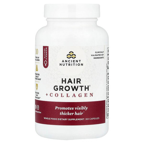 <img alt="Ancient Nutrition, Hair Growth + Collagen, 60 Capsules" title="Ancient Nutrition, Hair Growth + Collagen, 60 Capsules,816401028549"