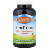 <img alt="Carlson, Solar D Gems , Vitamin D3 + Omega-3s, Natural Lemon, 360 Soft Gels" title="Carlson, Solar D Gems , Vitamin D3 + Omega-3s, Natural Lemon, 360 Soft Gels,088395149306"