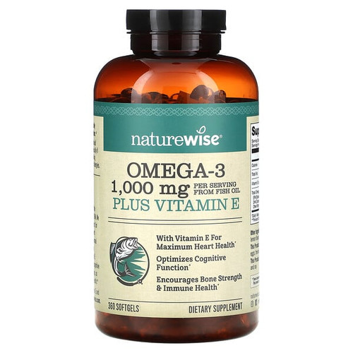<img alt="NatureWise, Omega-3 Plus Vitamin E, 360 Softgels" title="NatureWise, Omega-3 Plus Vitamin E, 360 Softgels,855724007657"