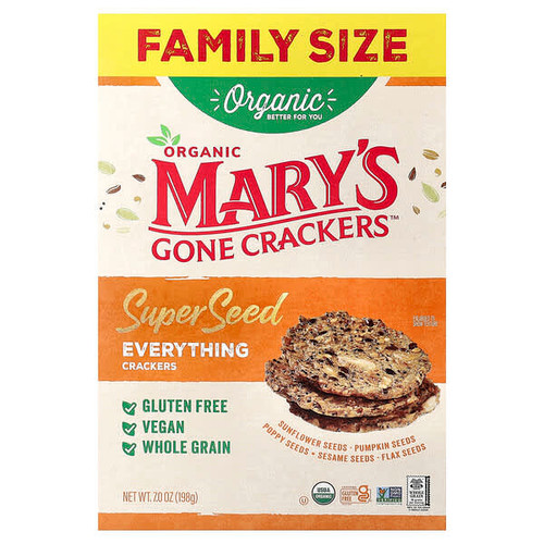 <img alt="Marys Gone Crackers, Organic Super Seed Crackers, Everything, 7 oz (198 g)" title="Marys Gone Crackers, Organic Super Seed Crackers, Everything, 7 oz (198 g),850306006233"