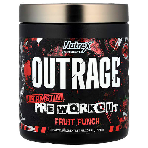 <img alt="Nutrex Research, Outrage, Ultra Stim Pre Workout, Fruit Punch, 7.39 oz (209.64 g)" title="Nutrex Research, Outrage, Ultra Stim Pre Workout, Fruit Punch, 7.39 oz (209.64 g),813026020064"