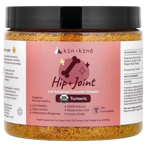 <img alt="Kin+Kind, Hip + Joint with Advanced Curcumin Complex, For Dogs + Cats, Turmeric, 8 oz (226. 8 g)" title="Kin+Kind, Hip + Joint with Advanced Curcumin Complex, For Dogs + Cats, Turmeric, 8 oz (226. 8 g),618825150307"
