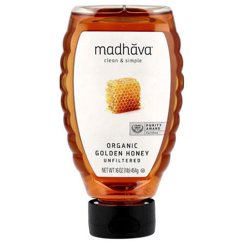 <img alt="Madhava, Organic Golden Honey, Unfiltered, 16 oz (454 g)" title="Madhava, Organic Golden Honey, Unfiltered, 16 oz (454 g),736211568557"