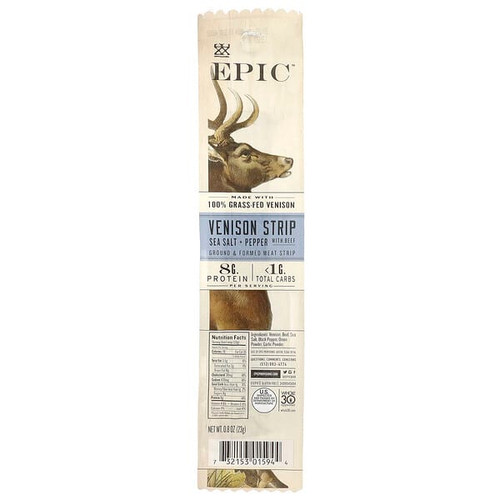 <img alt="Epic Bar, Venison Strip with Beef, Sea Salt + Pepper , 0.8 oz (23 g)" title="Epic Bar, Venison Strip with Beef, Sea Salt + Pepper , 0.8 oz (23 g),074312793400"