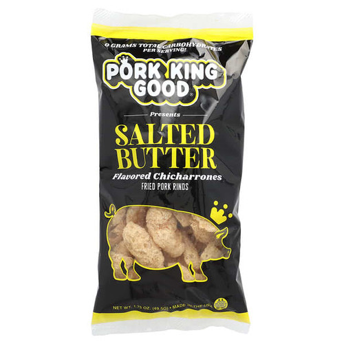 <img alt="Pork King Good, Flavored Chicharrones, Salted Butter, 1.75 oz (49.5 g)" title="Pork King Good, Flavored Chicharrones, Salted Butter, 1.75 oz (49.5 g),810168810034"