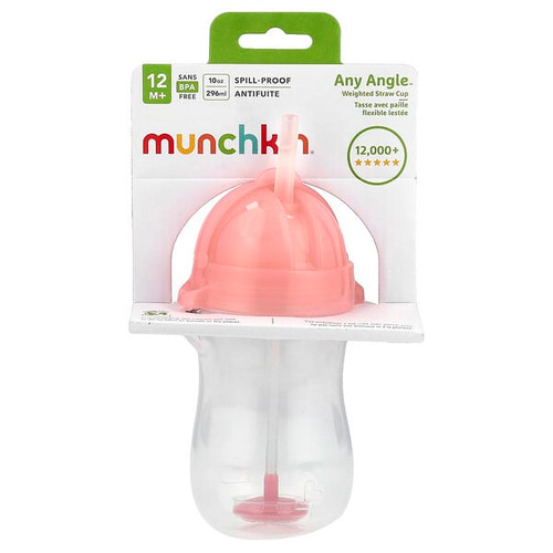<img alt="Munchkin, Any Angle, Weighted Straw Cup, 12 Months+, Pink, 10 oz (296 ml)" title="Munchkin, Any Angle, Weighted Straw Cup, 12 Months+, Pink, 10 oz (296 ml),087614025032"