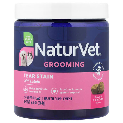 <img alt="NaturVet, Grooming, Tear Stain with Lutein, For Dogs & Cats, Bacon & Chicken, 120 Soft Chews, 9.3 oz (264 g)" title="NaturVet, Grooming, Tear Stain with Lutein, For Dogs & Cats, Bacon & Chicken, 120 Soft Chews, 9.3 oz (264 g),"