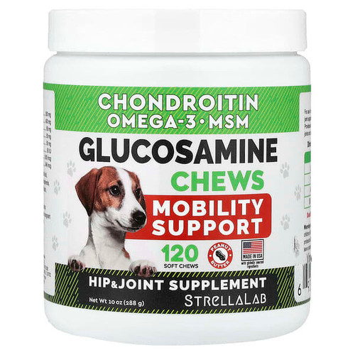 <img alt="StrellaLab, Glucosamine Chews, For Dogs and Cats, Peanut Butter, 120 Soft Chews, 10 oz (288 g)" title="StrellaLab, Glucosamine Chews, For Dogs and Cats, Peanut Butter, 120 Soft Chews, 10 oz (288 g),"