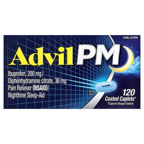 <img alt="Advil, PM, Ibuprofen, 200 mg , 120 Coated Caplets" title="Advil, PM, Ibuprofen, 200 mg , 120 Coated Caplets,"