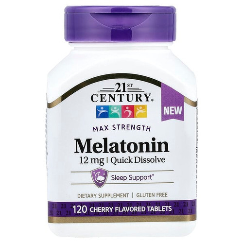<img alt="21st Century, Melatonin, Max Strength, Cherry, 12 mg, 120 Tablets" title="21st Century, Melatonin, Max Strength, Cherry, 12 mg, 120 Tablets,"