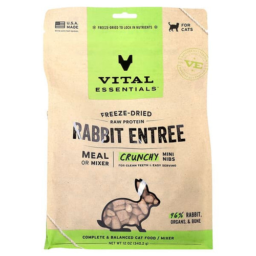 <img alt="Vital Essentials, Freeze-Dried Raw Protein, Crunchy Mini Nibs, For Cats, Rabbit Entree, 12 oz (340.2 g)" title="Vital Essentials, Freeze-Dried Raw Protein, Crunchy Mini Nibs, For Cats, Rabbit Entree, 12 oz (340.2 g),"