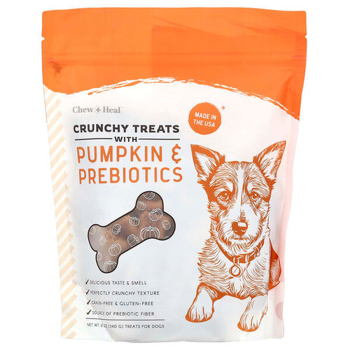 <img alt="Chew + Heal, Crunchy Treats with Pumpkin & Prebiotics, For Dogs, All Ages, 12 oz (340 g)" title="Chew + Heal, Crunchy Treats with Pumpkin & Prebiotics, For Dogs, All Ages, 12 oz (340 g),"