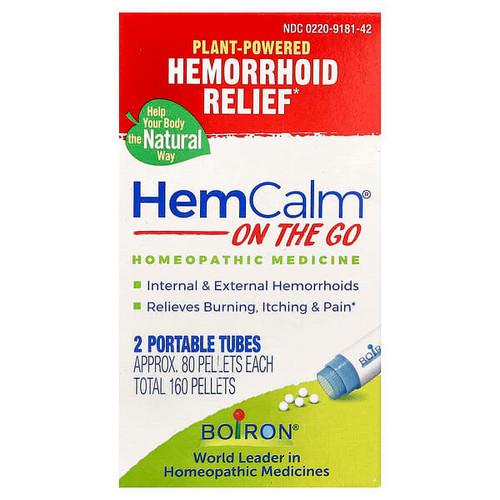 <img alt="Boiron, HemCalm On The Go, Hemorrhoid Relief, 2 Portable Tubes, Approx. 80 Pellets Each" title="Boiron, HemCalm On The Go, Hemorrhoid Relief, 2 Portable Tubes, Approx. 80 Pellets Each,"