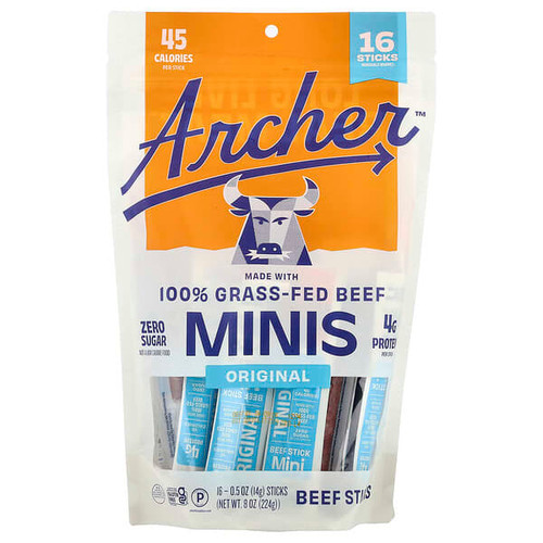 <img alt="Country Archer Jerky, Grass-Fed Beef Sticks Minis, Original , 16 Sticks, 0.5 oz (14 g) Each" title="Country Archer Jerky, Grass-Fed Beef Sticks Minis, Original , 16 Sticks, 0.5 oz (14 g) Each,"