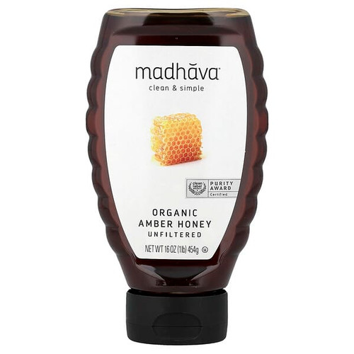 <img alt="Madhava, Organic Amber Honey, Unfiltered, 16 oz (454 g)" title="Madhava, Organic Amber Honey, Unfiltered, 16 oz (454 g),"
