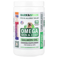 <img alt="Bark&Spark, Omega Skin & Coat, Salmon Oil, For Dogs & Cats, Chicken, 180 Soft Chews, 18 oz (513 g)" title="Bark&Spark, Omega Skin & Coat, Salmon Oil, For Dogs & Cats, Chicken, 180 Soft Chews, 18 oz (513 g),"