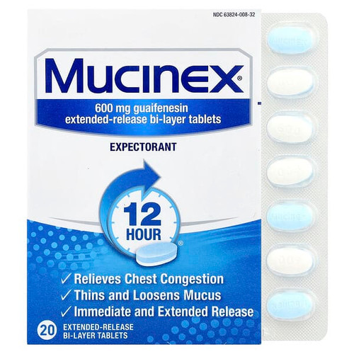 <img alt="Mucinex, Mucinex, 600 mg, 20 Extended-Release Bi-Layer Tablets" title="Mucinex, Mucinex, 600 mg, 20 Extended-Release Bi-Layer Tablets,"