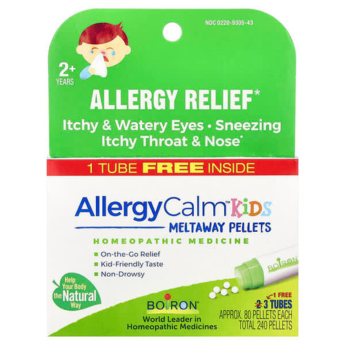 <img alt="Boiron, AllergyCalm,Kids, 2+ Years, 3 Tubes, 80 Pellets Each" title="Boiron, AllergyCalm,Kids, 2+ Years, 3 Tubes, 80 Pellets Each,"