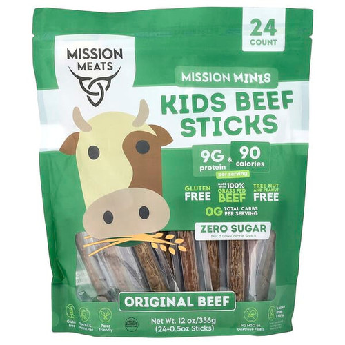 <img alt="Mission Meats, Mission Minis, Kids Beef Sticks, Original Beef, 24 Sticks, 0.5 oz Each" title="Mission Meats, Mission Minis, Kids Beef Sticks, Original Beef, 24 Sticks, 0.5 oz Each,"