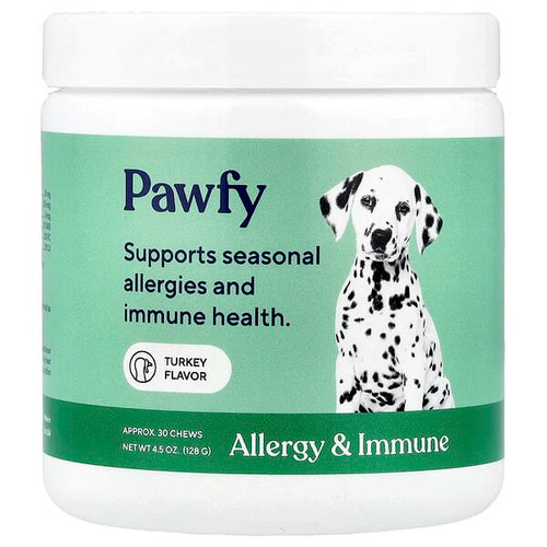<img alt="Pawfy, Allergy & Immune, For Dogs, 6 Months+, Turkey, 30 Chews, 4.5 oz (128 g)" title="Pawfy, Allergy & Immune, For Dogs, 6 Months+, Turkey, 30 Chews, 4.5 oz (128 g),"