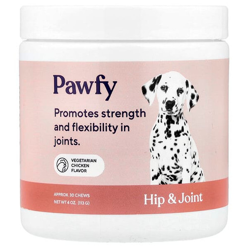 <img alt="Pawfy, Hip & Joint, 6 Months+, Vegetarian Chicken, 30 Chews, 4 oz (113 g)" title="Pawfy, Hip & Joint, 6 Months+, Vegetarian Chicken, 30 Chews, 4 oz (113 g),"