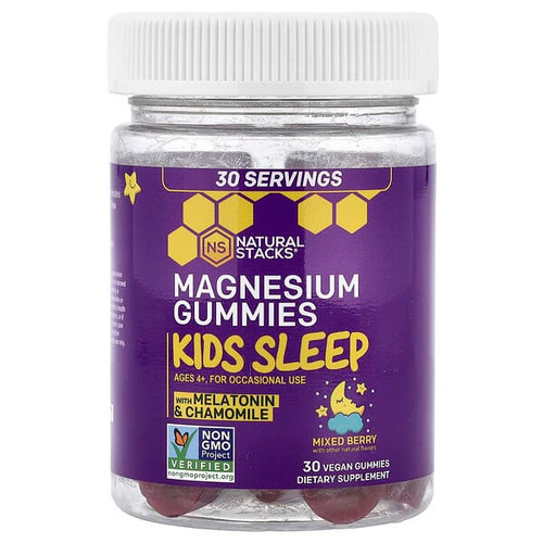 <img alt="Natural Stacks, Magnesium Gummies, Kids Sleep, Ages 4+, Mixed Berry, 30 Vegan Gummies" title="Natural Stacks, Magnesium Gummies, Kids Sleep, Ages 4+, Mixed Berry, 30 Vegan Gummies,"