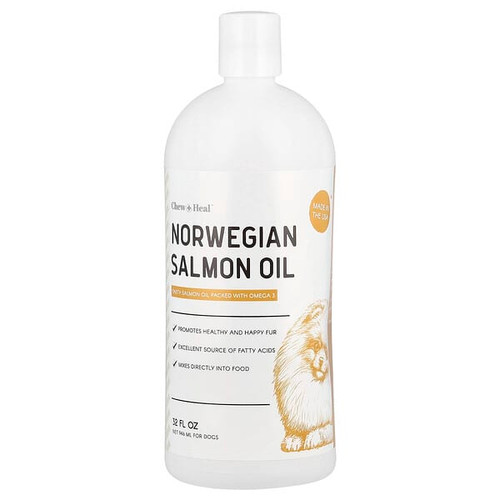 <img alt="Chew + Heal, Norwegian Salmon Oil, For Dogs, 32 fl oz (946 ml)" title="Chew + Heal, Norwegian Salmon Oil, For Dogs, 32 fl oz (946 ml),"