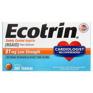 <img alt="Ecotrin, Safety Coated Aspirin, Low Strength, 81 mg, 365 Tablets" title="Ecotrin, Safety Coated Aspirin, Low Strength, 81 mg, 365 Tablets,"