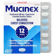 <img alt="Mucinex, 12 HR Chest Congestion, 600 mg, 40 Extended-Release Tablets" title="Mucinex, 12 HR Chest Congestion, 600 mg, 40 Extended-Release Tablets,"