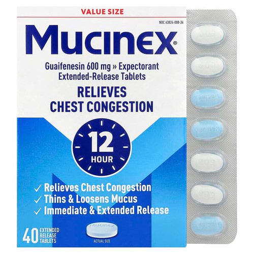 <img alt="Mucinex, 12 HR Chest Congestion, 600 mg, 40 Extended-Release Tablets" title="Mucinex, 12 HR Chest Congestion, 600 mg, 40 Extended-Release Tablets,"