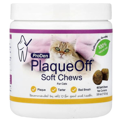 <img alt="ProDen, PlaqueOff Soft Chews, For Cats, 45 Soft Chews, 3.9 oz (112.5 g)" title="ProDen, PlaqueOff Soft Chews, For Cats, 45 Soft Chews, 3.9 oz (112.5 g),"
