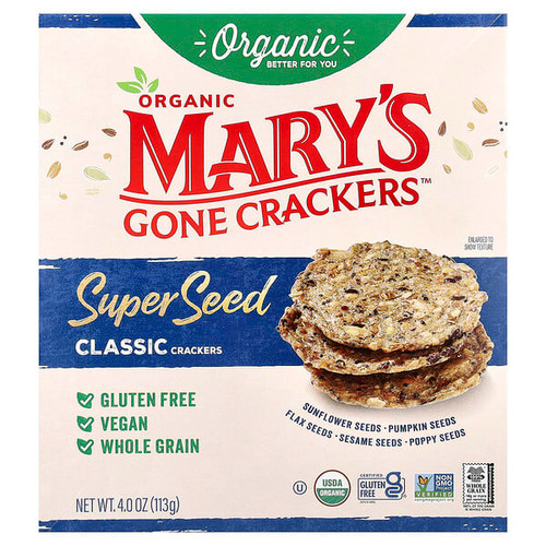 <img alt="Marys Gone Crackers, Organic Super Seed Crackers, Classic, 4 oz (113 g)" title="Marys Gone Crackers, Organic Super Seed Crackers, Classic, 4 oz (113 g),"