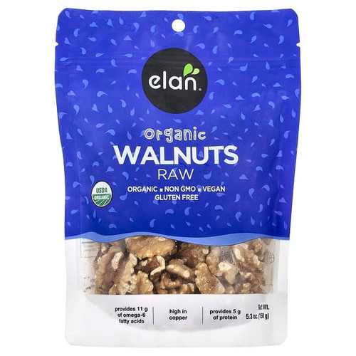 <img alt="Elan, Organic Walnuts, Raw, 5.3 oz (150 g)" title="Elan, Organic Walnuts, Raw, 5.3 oz (150 g),"